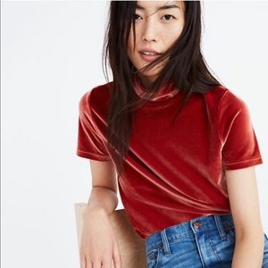 Madewell Velvet Mockneck Tee Short Sleeve